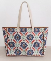 Wholesale Custom Pattern Zipper Tote Crossbody Sling Bag Durable Large Capacity Canvas Cotton Shoulder Bags