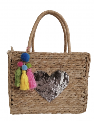 Reusable Hot selling Newly Eco Friendly straw Large Capacity Summer Beach Bag With Pu handle custom made