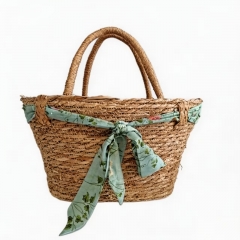 Reusable Hot selling Newly Eco Friendly straw Large Capacity Summer Beach Bag With Pu handle custom made