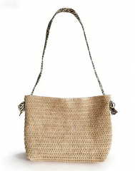 Wholesale Customizable Color Reusable Large Fashion Simple Tote Summer Vacation Handbag Zipper Straw Paper Beach Bag