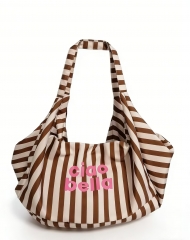 Large customizable striped shopping bag, ideal for promotions.