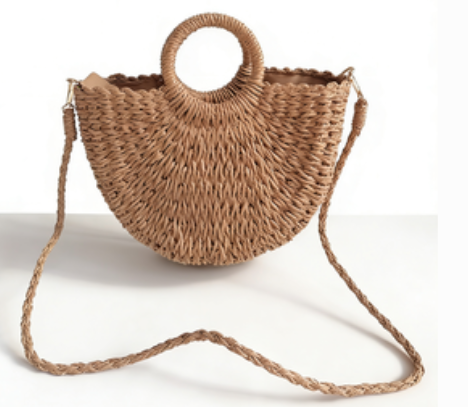 Wholesale natural wicker woven rattan tote fashion bags woven for lady straw handmade beach handbags
