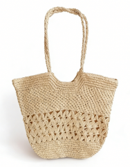 Colorful paper straw combined with canvas fabric with large space , paper straw beach tote bags, nice design strap tote bags