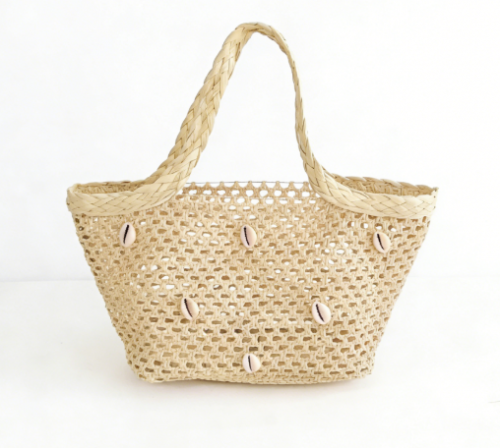 Shell-Adorned Paper Straw Beach Tote – Large, Lightweight Summer Bag for Beach Trips & Wholesale Distribution