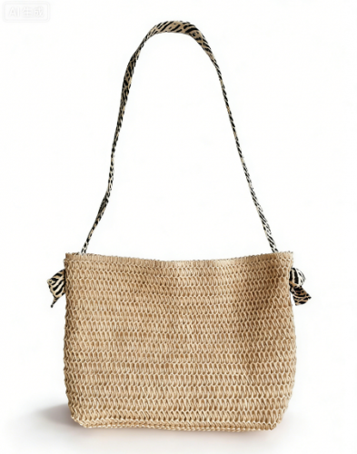 Wholesale Customizable Color Reusable Large Fashion Simple Tote Summer Vacation Handbag Zipper Straw Paper Beach Bag