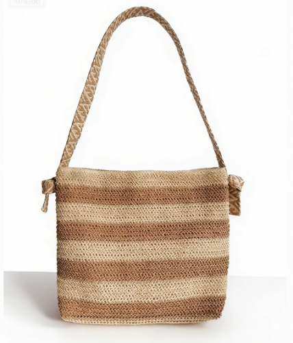 Wholesale Customizable Color Reusable Large Fashion Simple Tote Summer Vacation Handbag Zipper Straw Paper Beach Bag