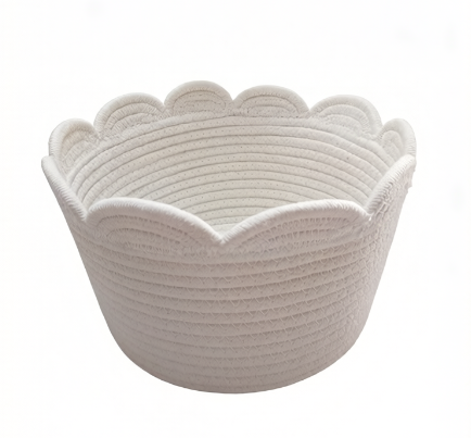 Wholesale Durable Cute Scalloped-Edge Round Large-Space Cotton Rope Storage Basket
