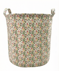 Floral Print Round Laundry Basket with Durable Handles