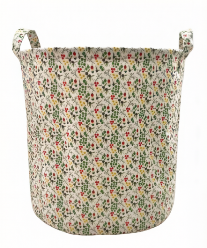 Floral Print Round Laundry Basket with Durable Handles
