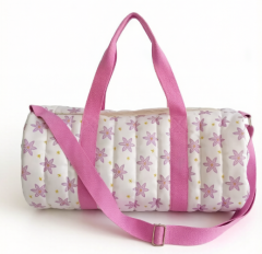 Popular Fashion Lady Large Capacity Quilted Duffle Bag, Custom Purple Floral Print Travel Tote