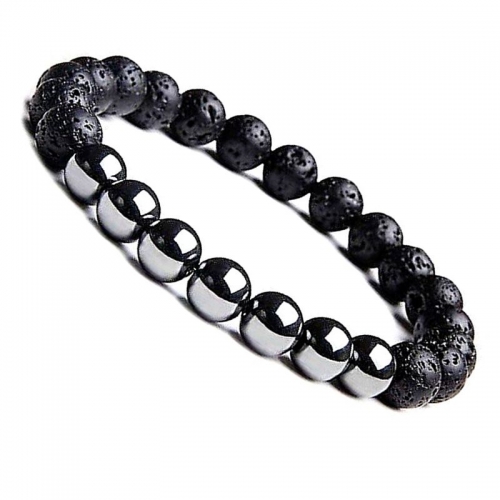 8MM Natural Lava Stone Bead Bracelet Men Minimalist Classic Distance Bracelet Fashion Jewelry Gift Male Accessories