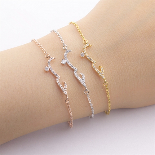 CZ Arabic Word Bracelet Jewelry Women Wedding Accessories 18K Gold Plated Fashion Bracelet Bangle