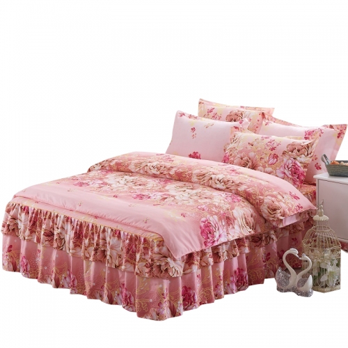 Comfortable breathe freely warm reactive printing bunk bed skirt four pieces are covered