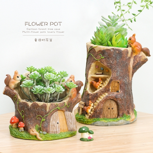 Roogo hot selling resin flowerpot fairy garden