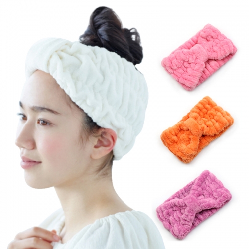Fashion Accessories Women Bath Headband Fleece Solid Color Facial Headband for Washing Accessories Women