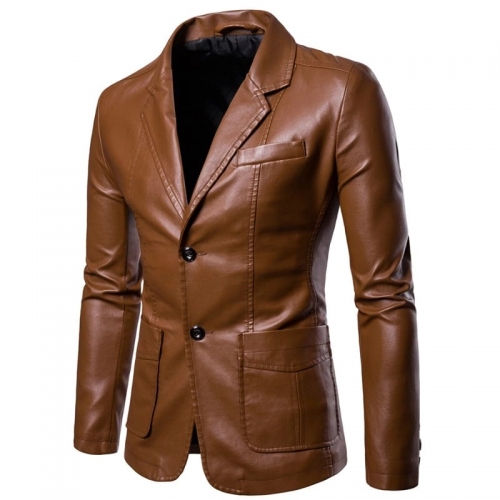 Men's Tan Customize Genuine Lambskin Real Leather Blazer Coat Slim Fit Fashion Casual Style mens formal blazers