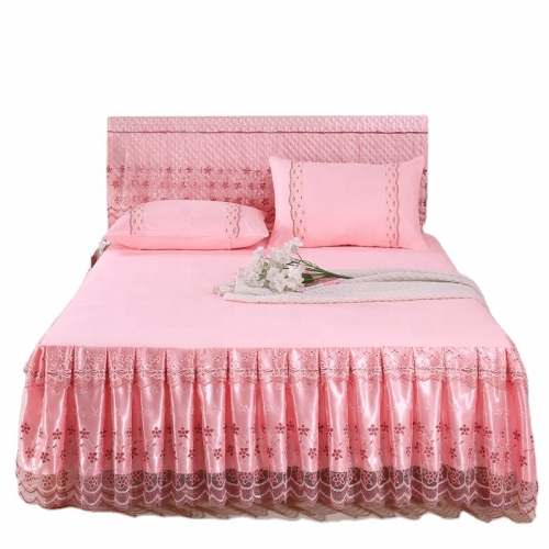 Wholesale Polyester Pink Decorative Bed Sheet bedspread Bed Skirt