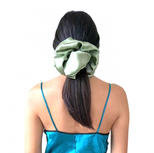 Luxury Fashion Accessories Oversized Extra Large Satin Hair Tie Plain Solid Color Silky Satin Jumbo Big Scrunchies