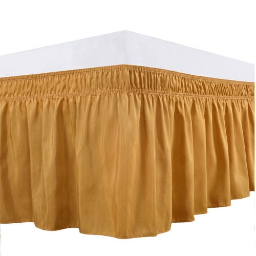 Ruffled Bed Skirt with Split Corners Queen Size (12 Inch Drop) Platform Dust Ruffle Gathered Bedskirt GOLD