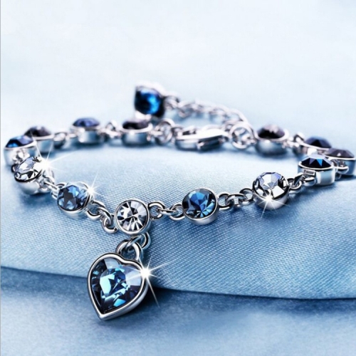 Ocean Heart Peach Heart Crystal Bracelet Love Diamond Women's Bracelet Gift Jewelry Fashion Accessories