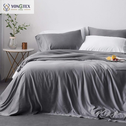 wholesale jacquard and printing design Silky super soft luxury bamboo charcoal fiber fabric bed sheets bedding set