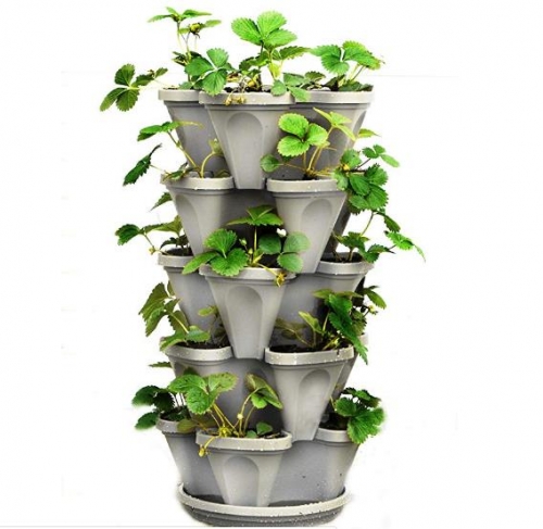 Stackable Strawberry, Herb, Flower, and Vegetable Planter - Vertical Garden Indoor/Outdoor