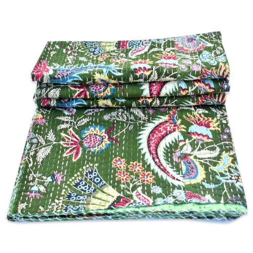 Indian handmade cotton quilt home decor kantha bedspread