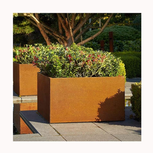 Corten Steel Flower Pot  Large  Vertical Planter  Corten Steel Garden Edging round corten steel planter