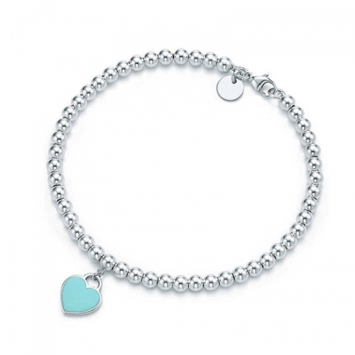 Dainty Tiny Love Heart Bracelet Elegant Heart Pendant 925 Silver Beaded Bracelets for Women Fashion Jewelry Gift Wholesale