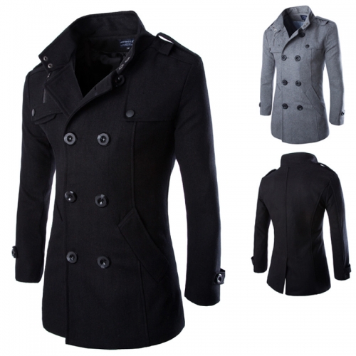 trendy overcoat men woolen coat men long mens coat Retro Style male clothing
