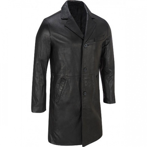 Men leather long coat