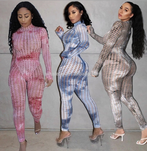 2020 Women's Two Piece Set Clothing See Through Mesh Jumpsuits Outfits 2 Piece Set Clothing Club Wear Sets