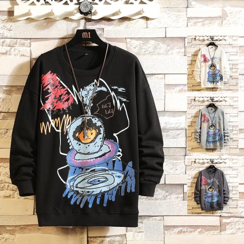 2021 Spring New Graffiti Men's Hooded Sweater Long Sleeve Turtleneck Round Neck Fashion Casual Men's Clothing