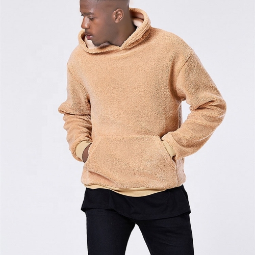 OEM custom design plain fleece fabric hoodie streetwear clothing for men