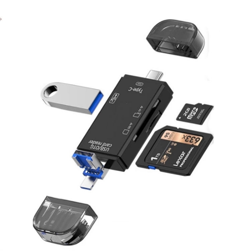 HUB USB C读卡器C型6合1 TF SD存储卡读卡器micro OTG闪存驱动器读卡器Macbook手机