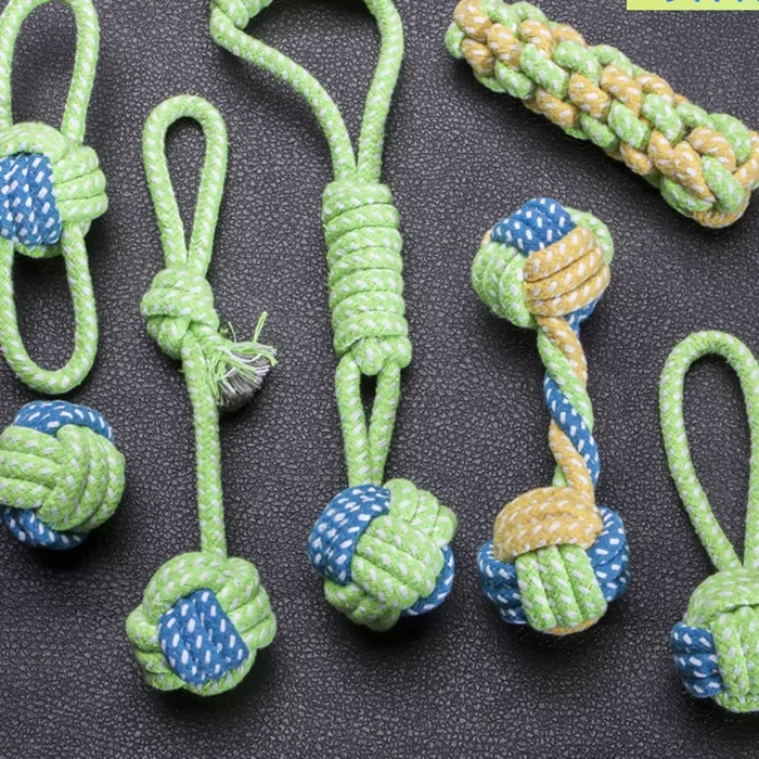 Rope knot weaving pet dog toy biting molars rope ball