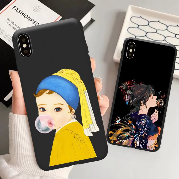 IPhone XR art student mobile phone shell 8plus illustration girl apple xsmax