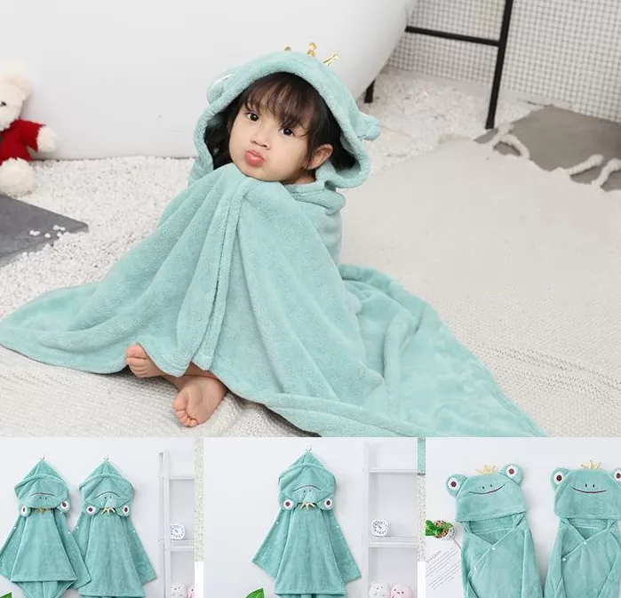 Children's bath towel cloak hooded baby bathrobe thick cotton in winter