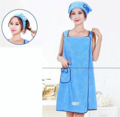 Blue bath towel+hair band