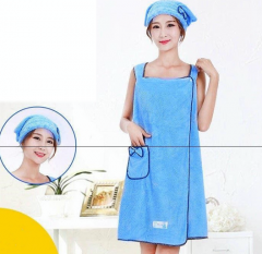 Blue bath towel+shower cap