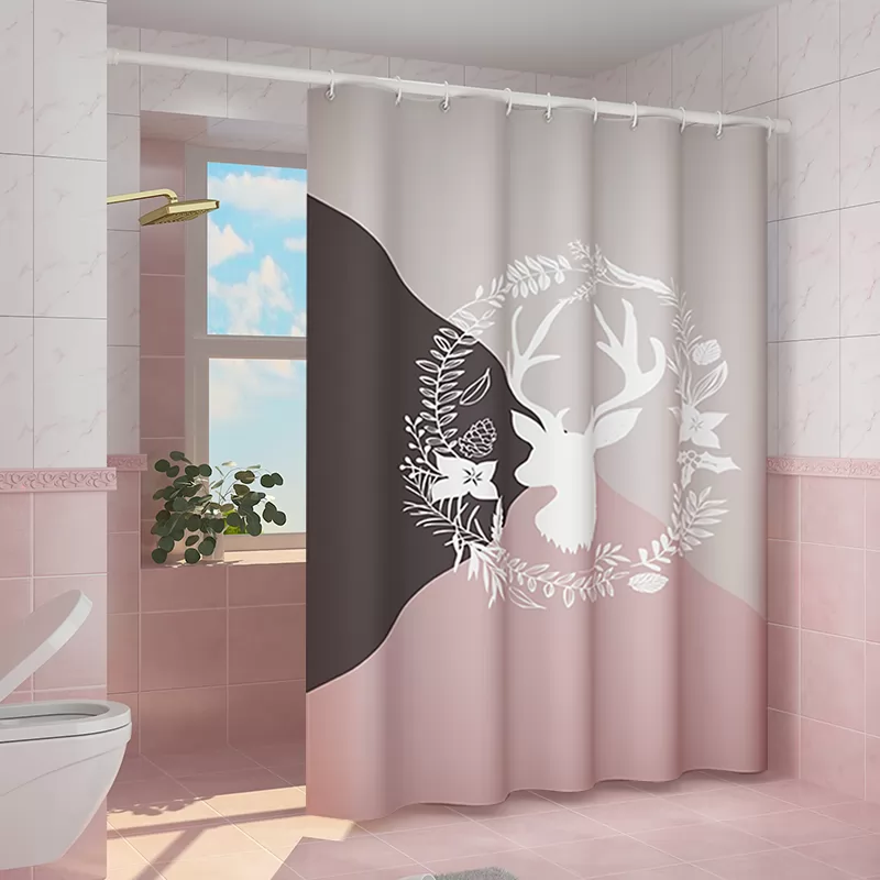 Shower curtain set, no hole, bathroom waterproof cloth, thickened in Japan