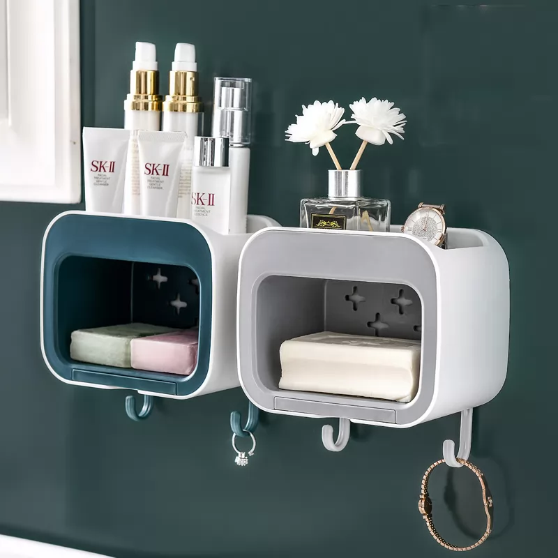 Innovative double layer soap box rack with cover