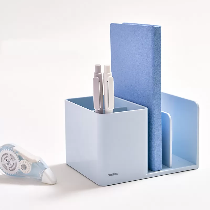 Blue pen holder + book stand