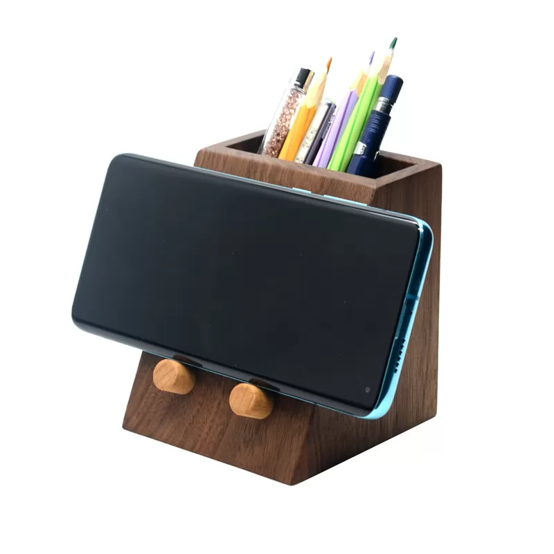 Solid wood pen holder Nordic Mobile Phone bracket simple desk