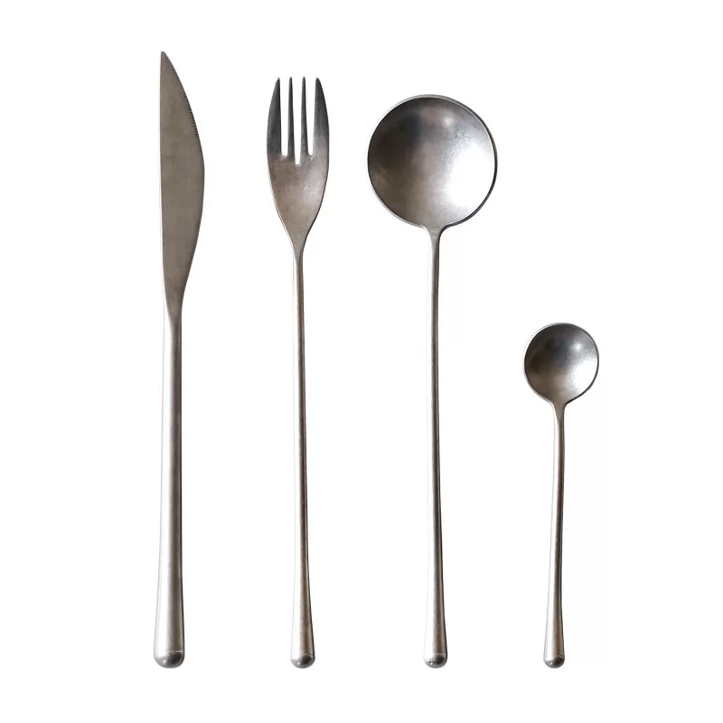 Japanese-made old 304 stainless steel western steak, knife and fork, long-handled fruit fork and stirring spoon