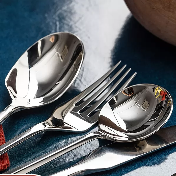 Three piece set of 304 stainless steel cutlery, fork and spoon