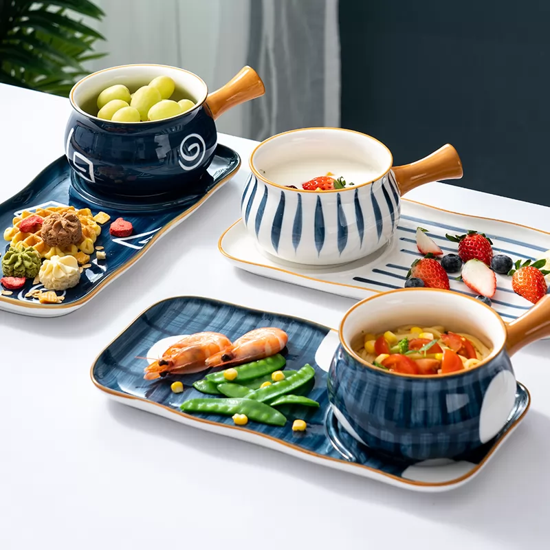 Japanese breakfast plate one person ceramic tableware set