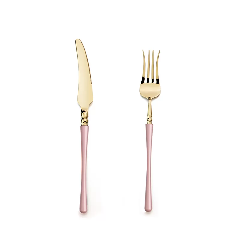 Pink gold knife + fork