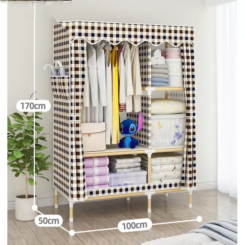 Simple cloth cabinet with solid wood to assemble modern simple folding clothes