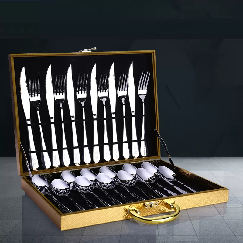 Bolang stainless steel steak knife, fork and spoon three piece set western food knife and fork gift box